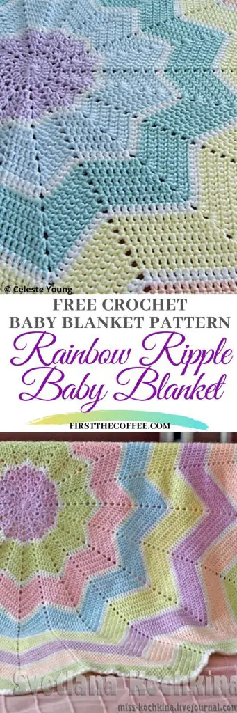 Rainbow Ripple Baby Blanket Free Crochet Pattern from Ravelry