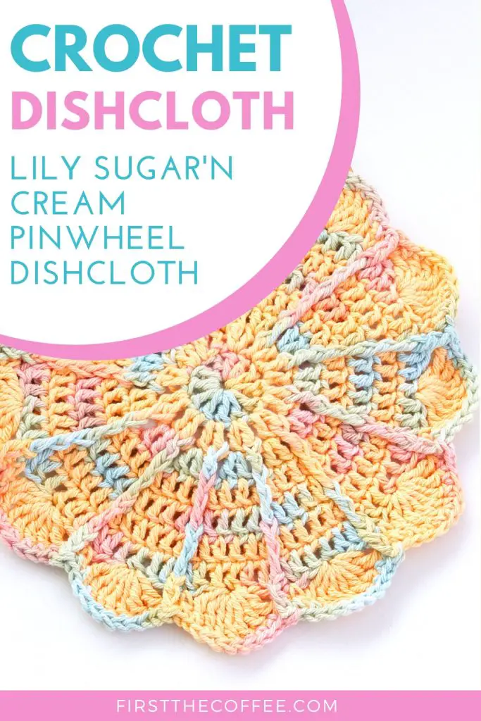 Lily Sugar ‘n Cream Pinwheel Crochet Dishcloth | Free Crochet Dishcloth Pattern with a crochet pinwheel shape from Yarnspirations using Lily Sugar'N Cream Yarn