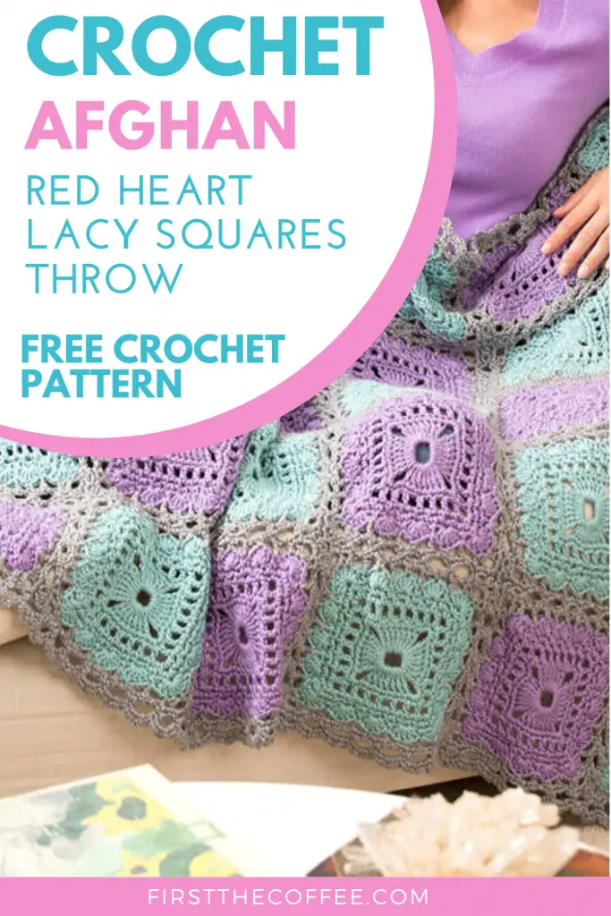 Red Heart Lacy Squares Throw from Yarnspirations