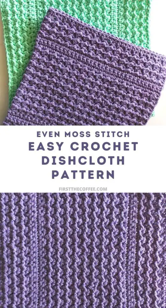 Even Moss Stitch Crochet Dishcloth