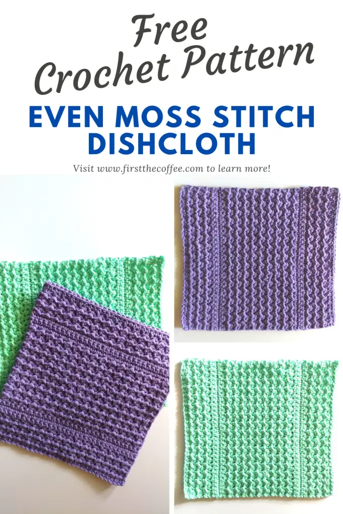 Free Crochet Pattern - Even Moss Stitch Crochet Dishcloth