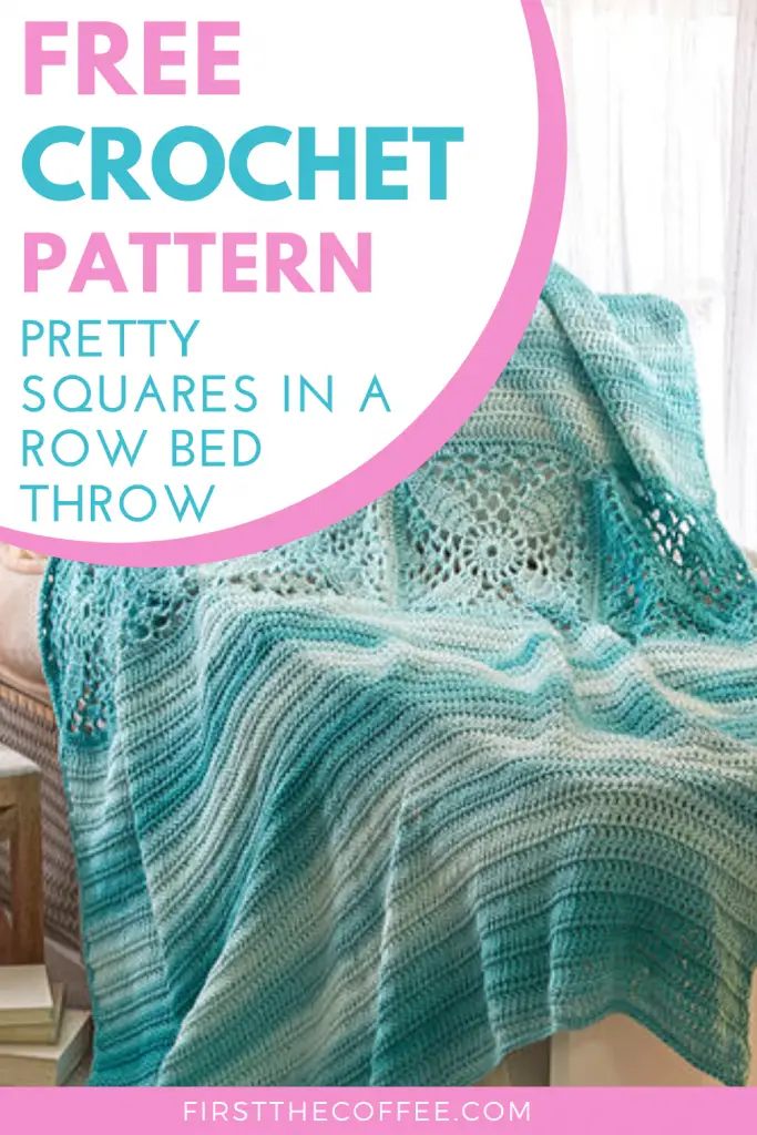Red Heart Pretty Squares In A Row Bed Throw - Free crochet pattern