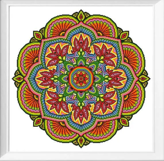 Multicolored Cross Stitch Mandala from CrazyBeePatterns