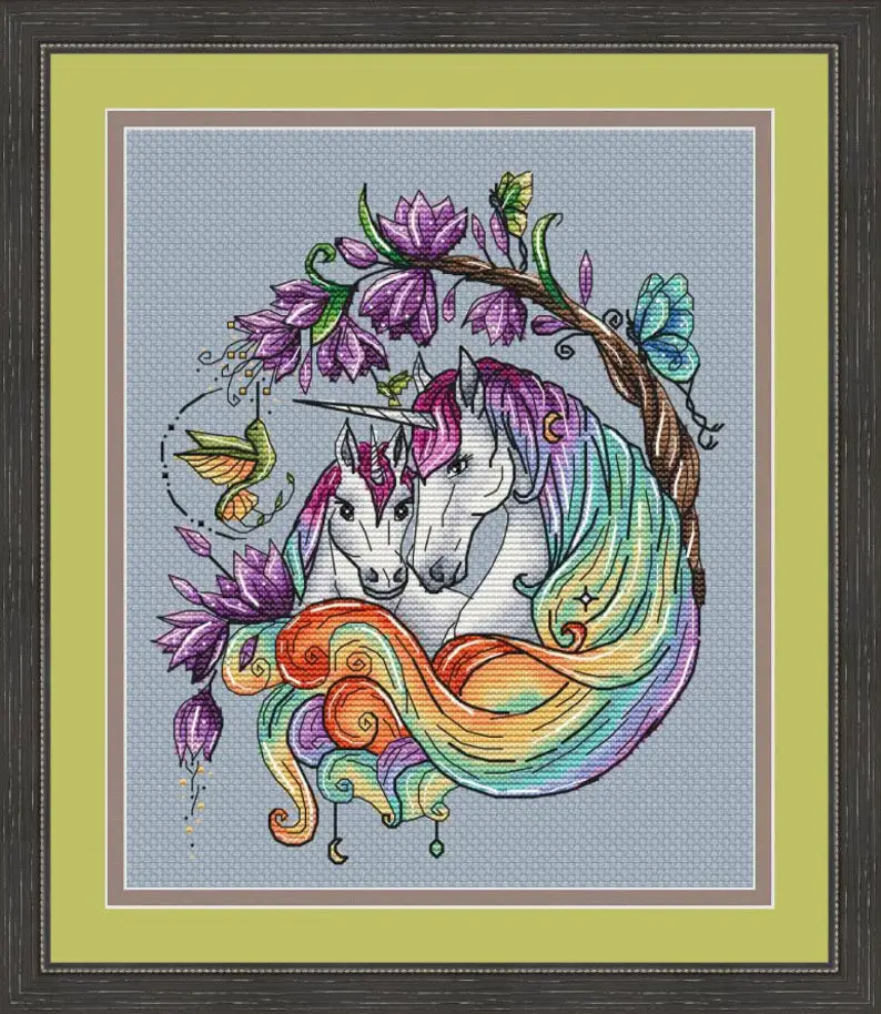Rainbow Unicorns Cross Stitch Pattern
