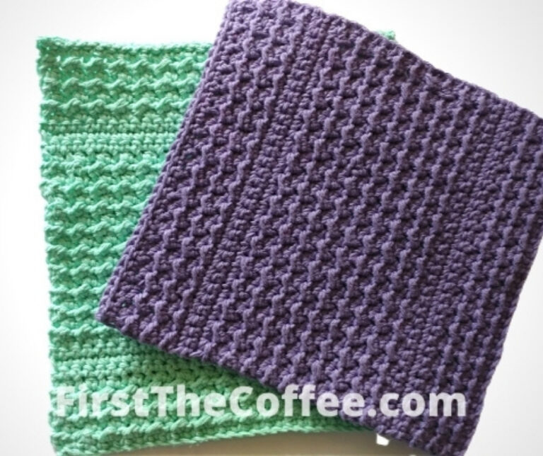 Even Moss Stitch Dishcloth - Free Crochet Pattern - First The Coffee ...