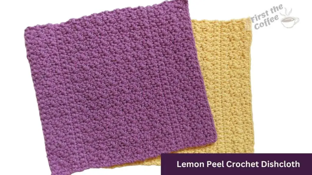 Lemon Peel Crochet Dishcloth in Purple and Yellow