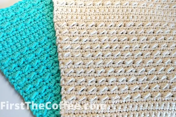 Cobblestone Stitch Crochet Dishcloth Up close