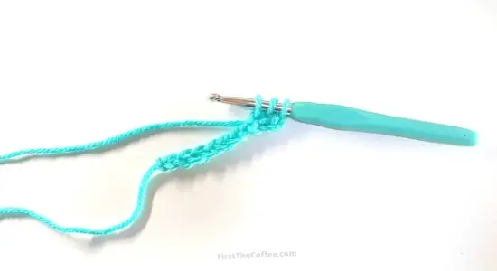 Half Double Crochet Stitch Step 6: pull yarn through chain stitch