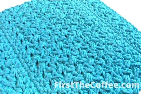 Closeup of Mini Bean Stitch Crochet Dishcloth