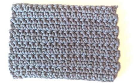12 row swatch of Extended Single Crochet Stitches.