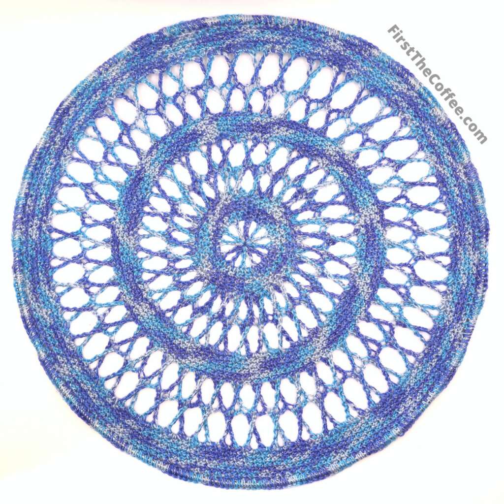 Starry Blue Round Crochet Wall Hanging