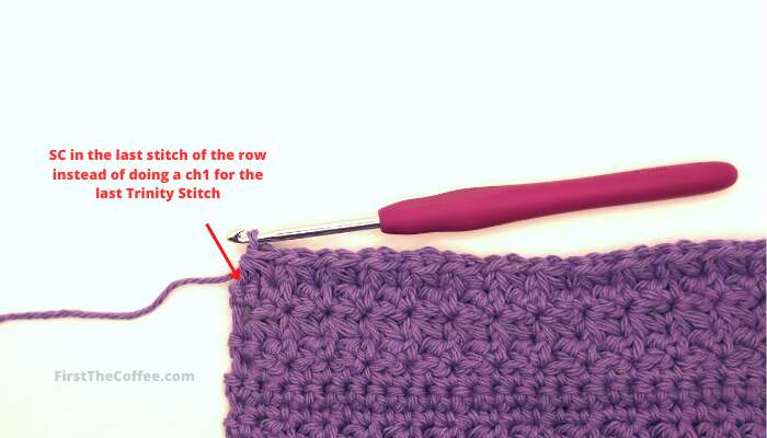 Place a single crochet where the arrow points