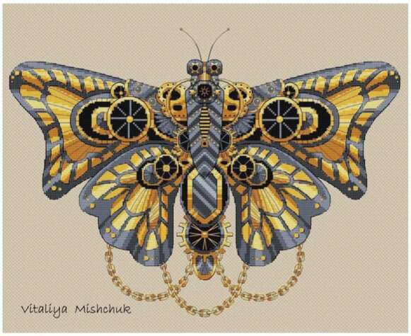 Steampunk Butterfly Cross Stitch Pattern