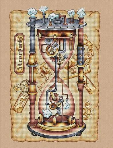 Steampunk Hourglass Cross Stitch Pattern