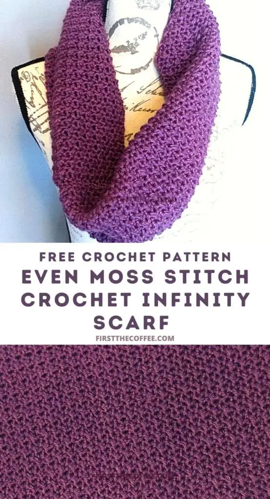 Even Moss Stitch Crochet Infinity Scarf