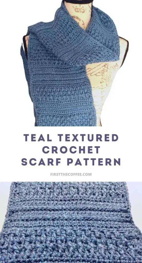 Teal Textured Crochet Scarf Pattern - Free Crochet Scarf Pattern