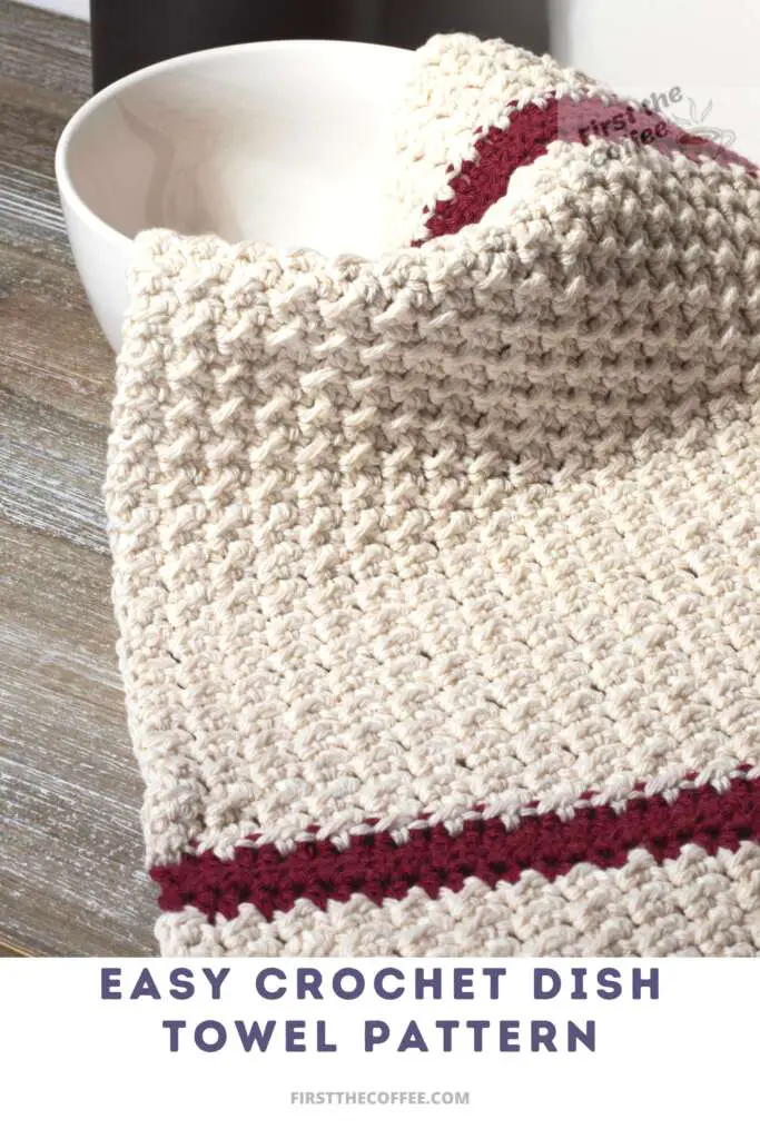 The Even Moss Crochet Dish Towel, an easy crochet dish towel pattern.