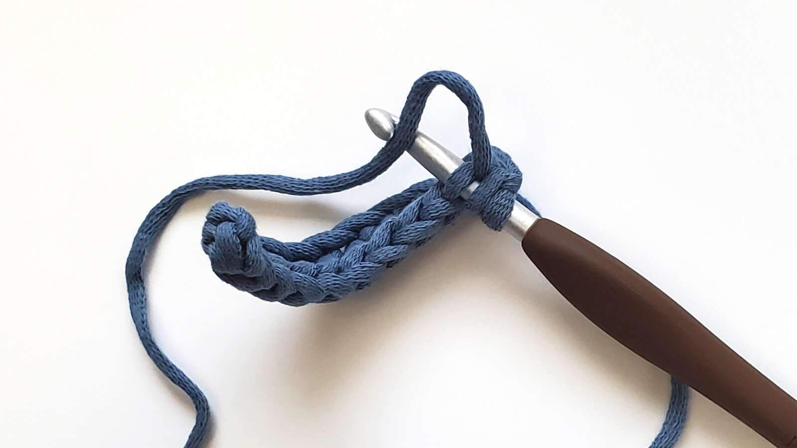 Crochet hook inserted under just the front loop of the stitch when makeing a half double crochet front loop only