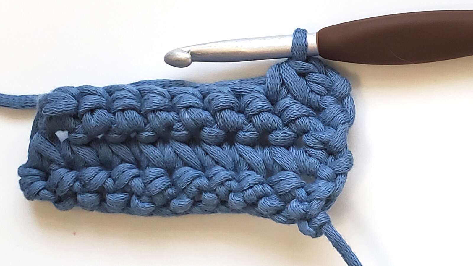 A completed paired single crochet stitch