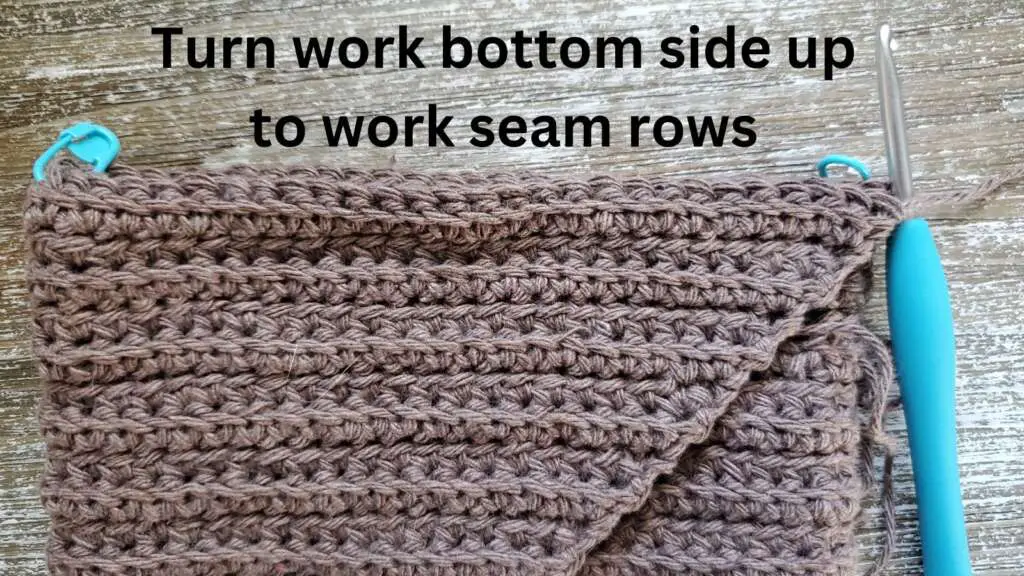 Turn basket upside down to work rows for seams