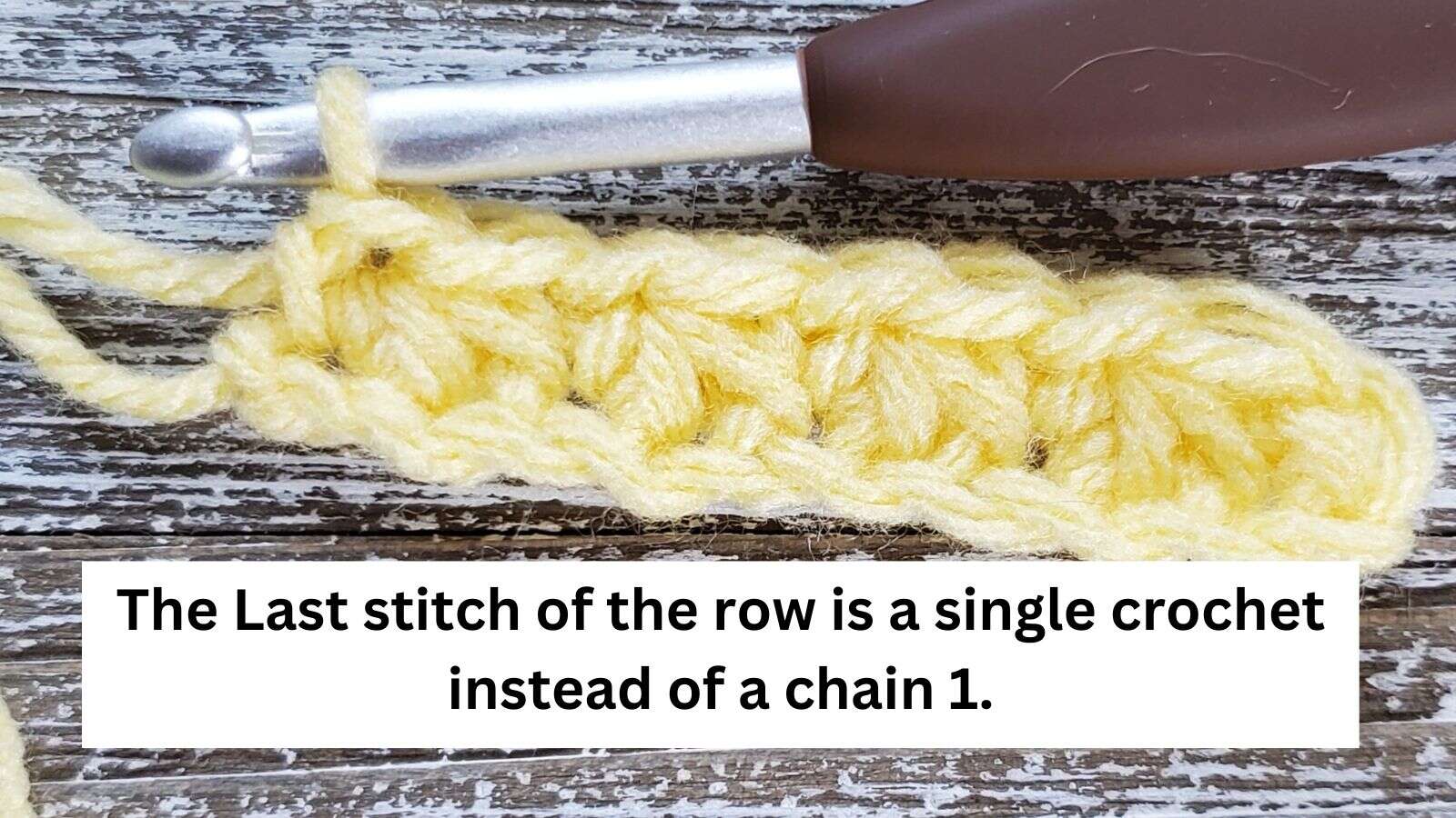 A single crochet stitch completed in the last stitch of the row.