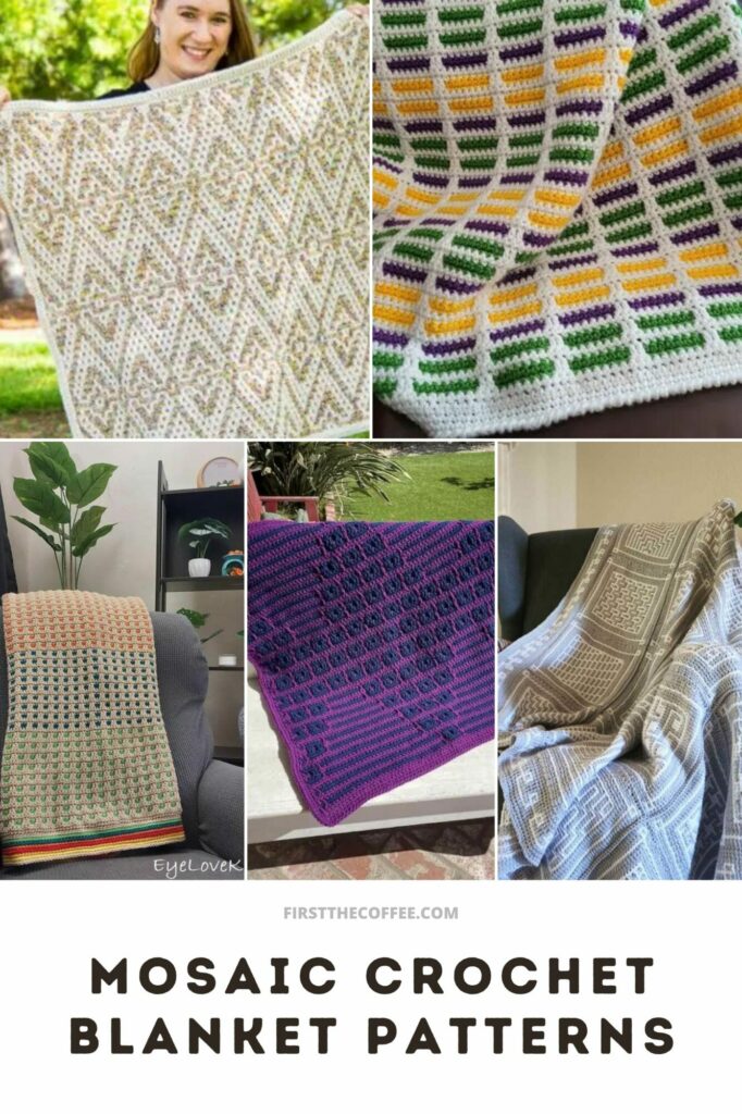 Mosaic Pattern Blankets with Free Crochet Patterns