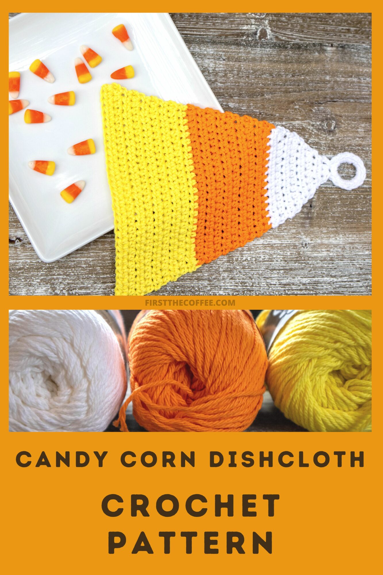 Candy Corn Dishcloth Crochet Pattern