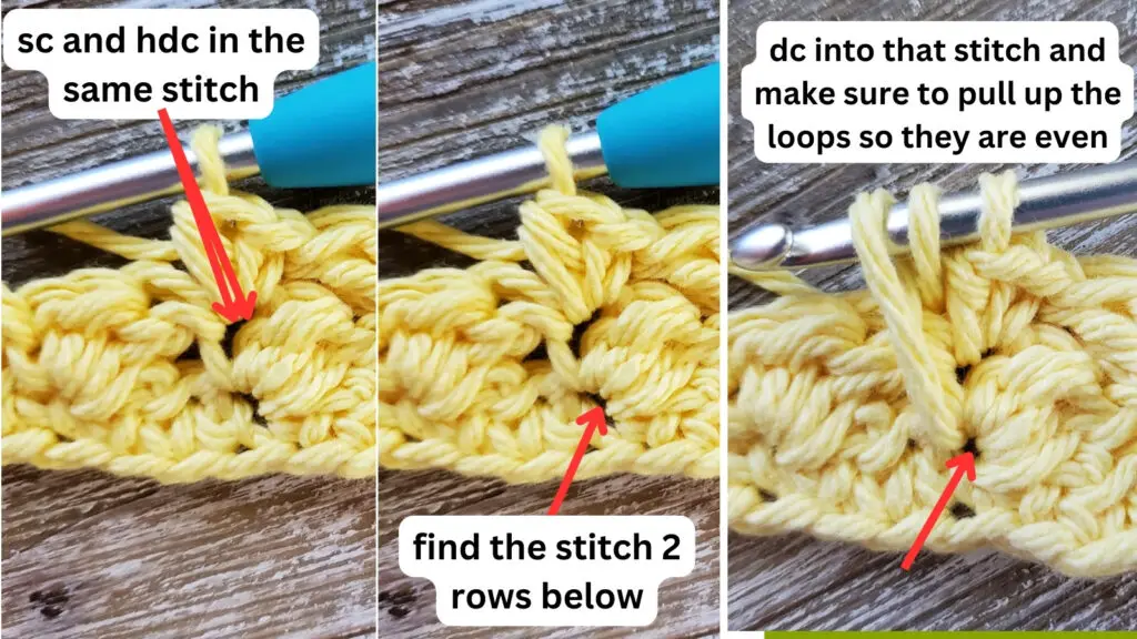 How to do a double crochet for the spiked sedge stitch
