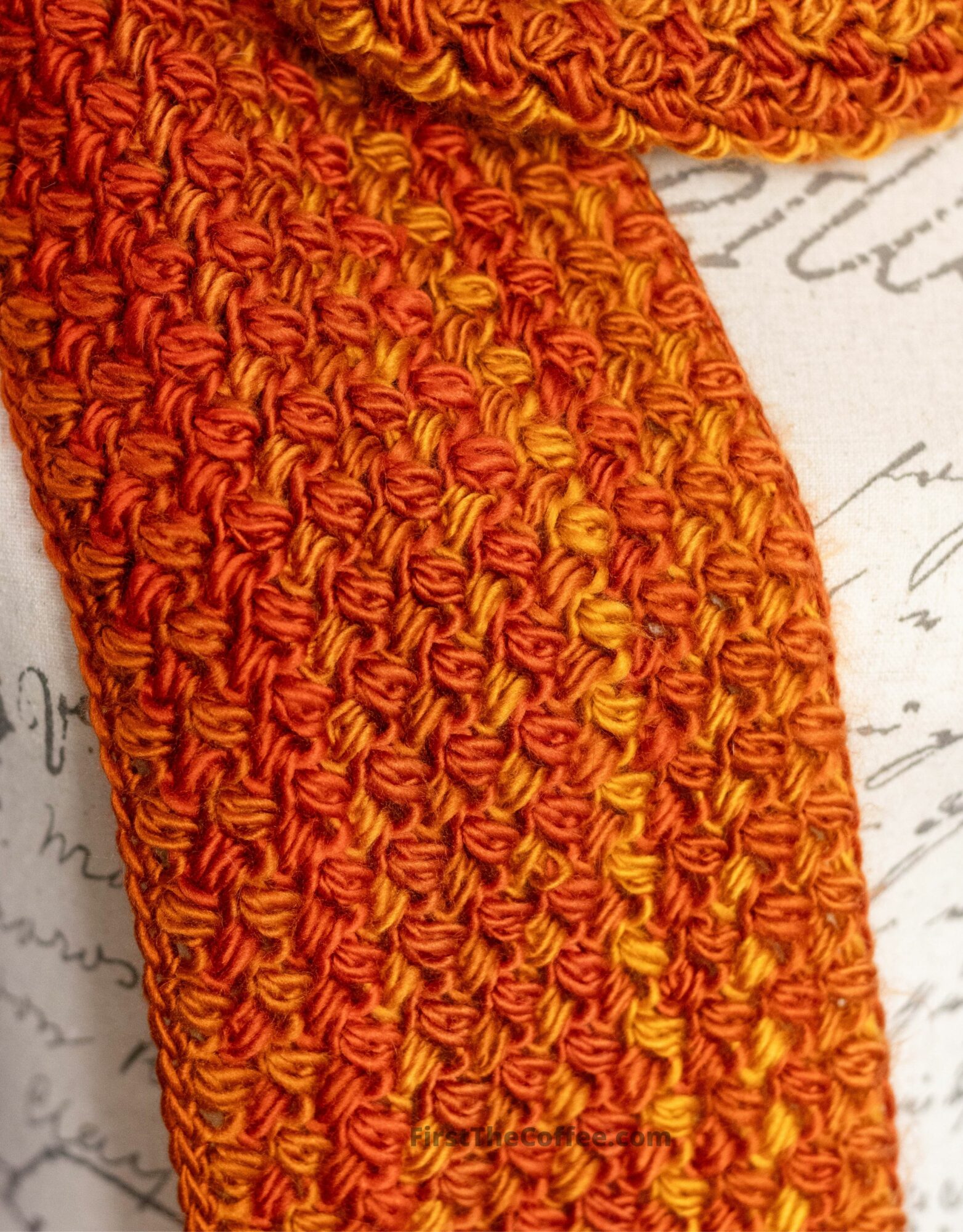 Crochet Bean Stitch Scarf Closeup