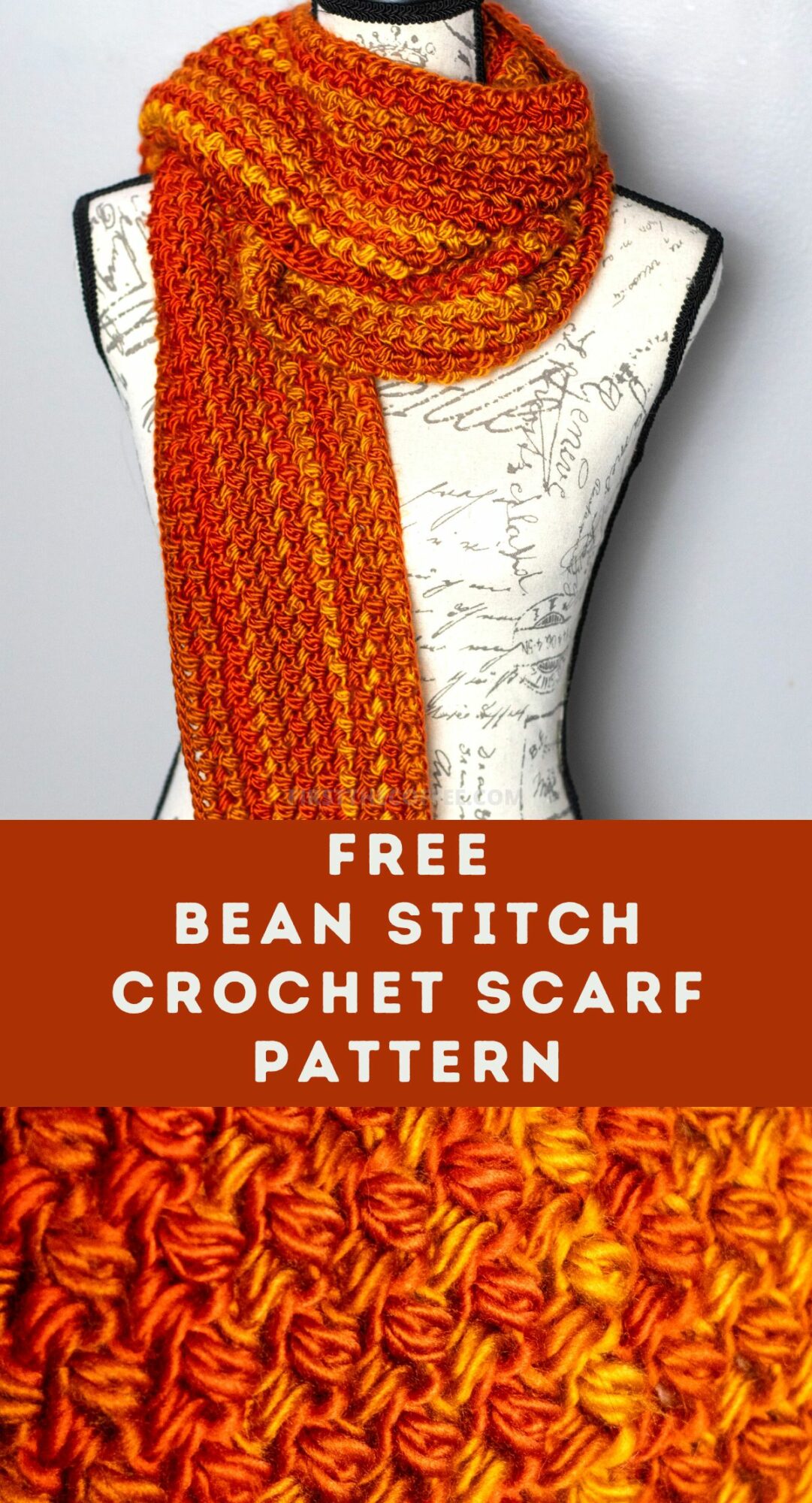 Free Bean Stitch Crochet Scarf Pattern