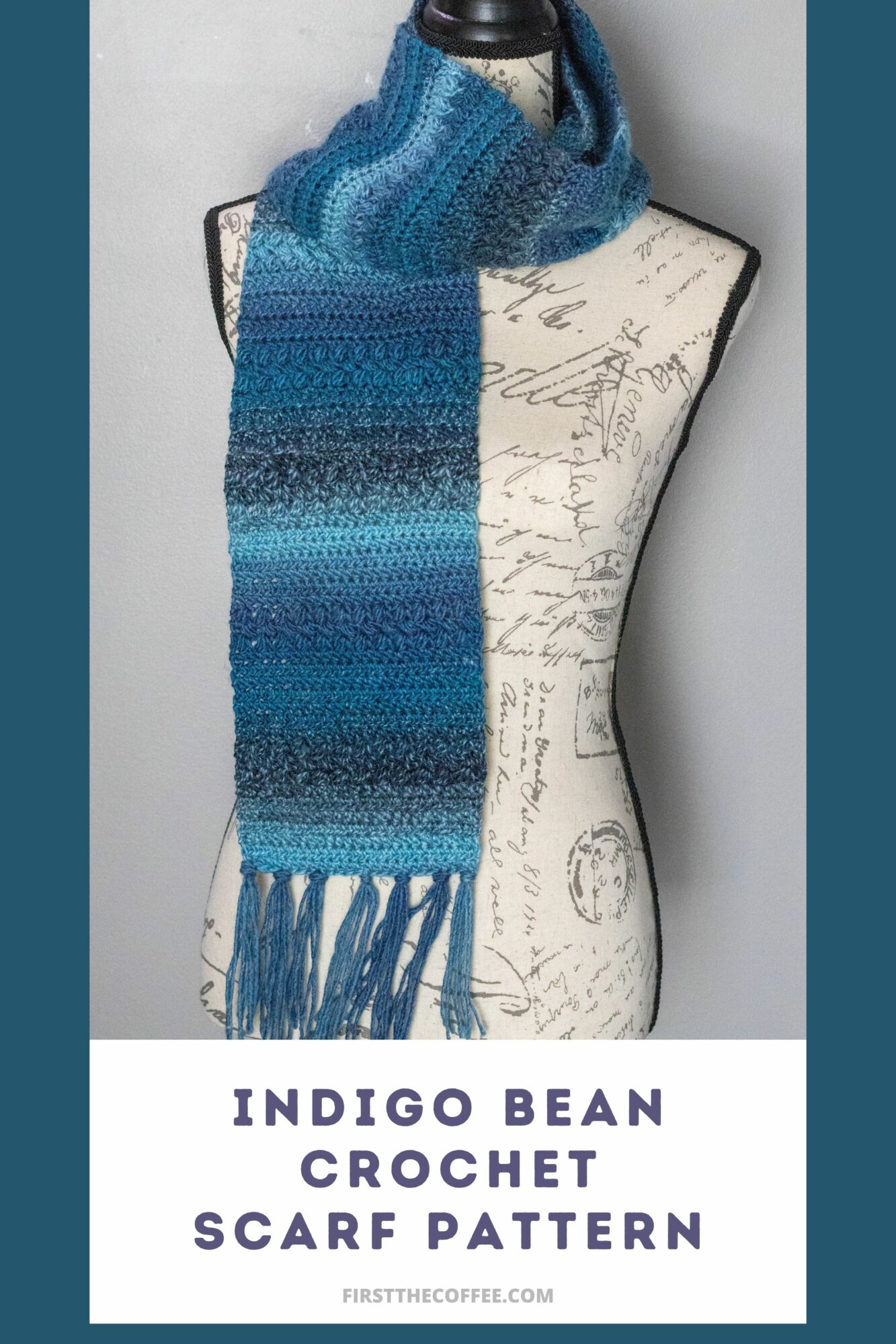 Indigo Bean Stitch Crochet Scarf: Free Pattern