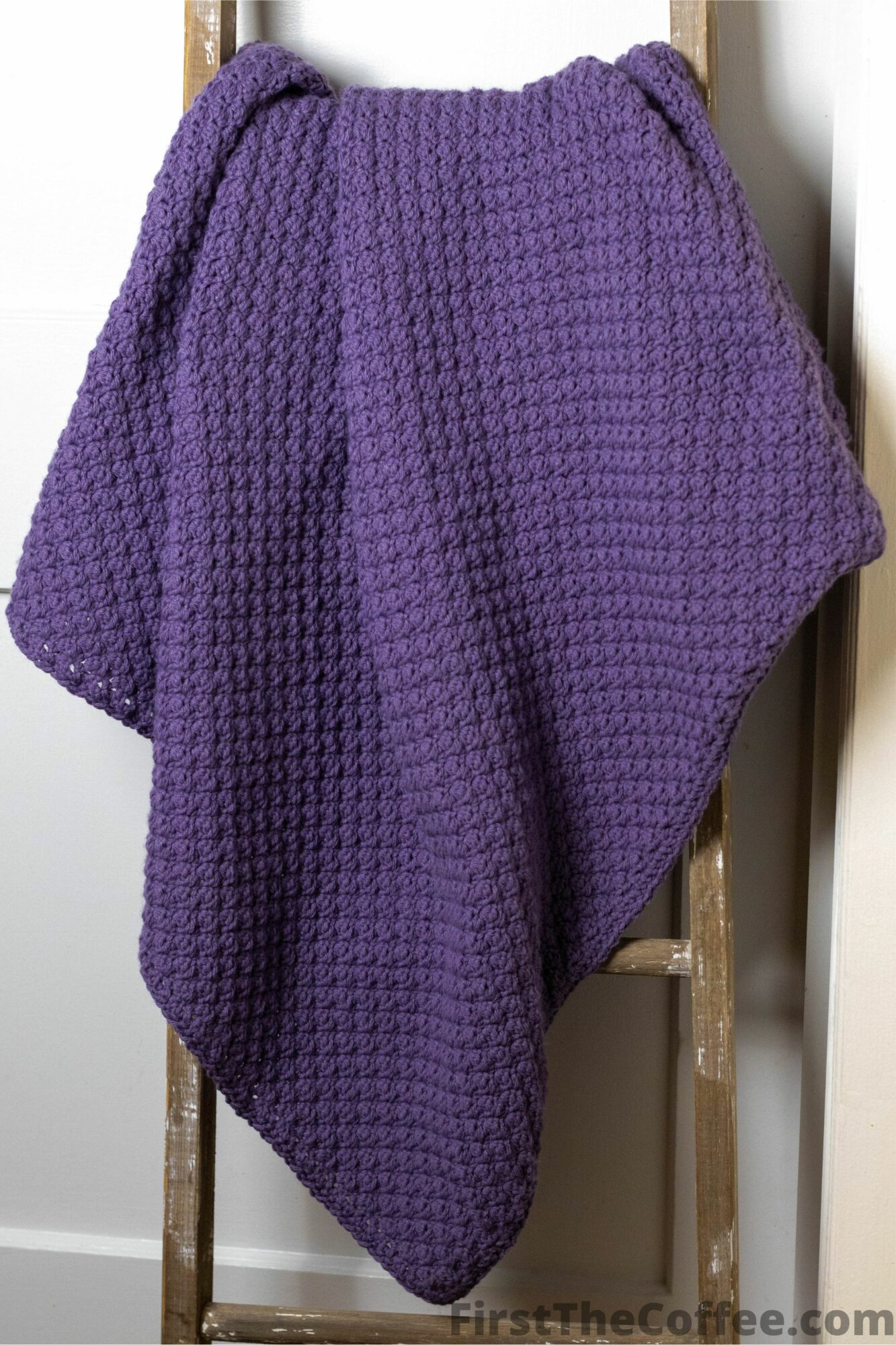 Suzette Stitch Crochet Blanket on Blanket Ladder